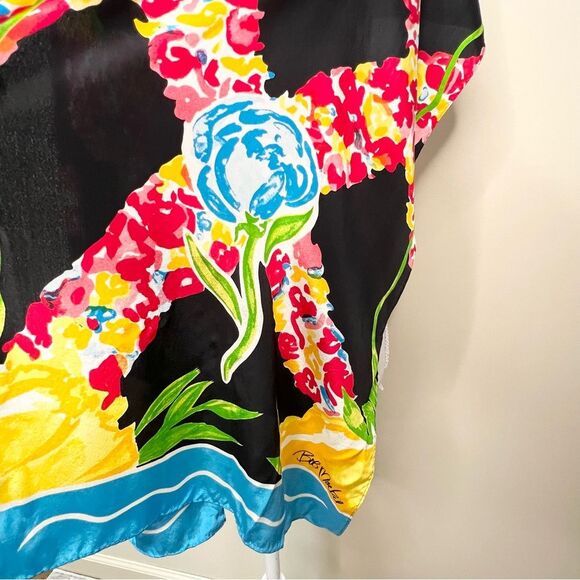 Bob Mackie Wearable Art 100% Silk Floral Print Scarf - Picture 6 of 9